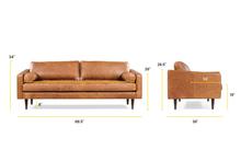 Load image into Gallery viewer, Cognac Tan/Sloped Armrest, dimensions
